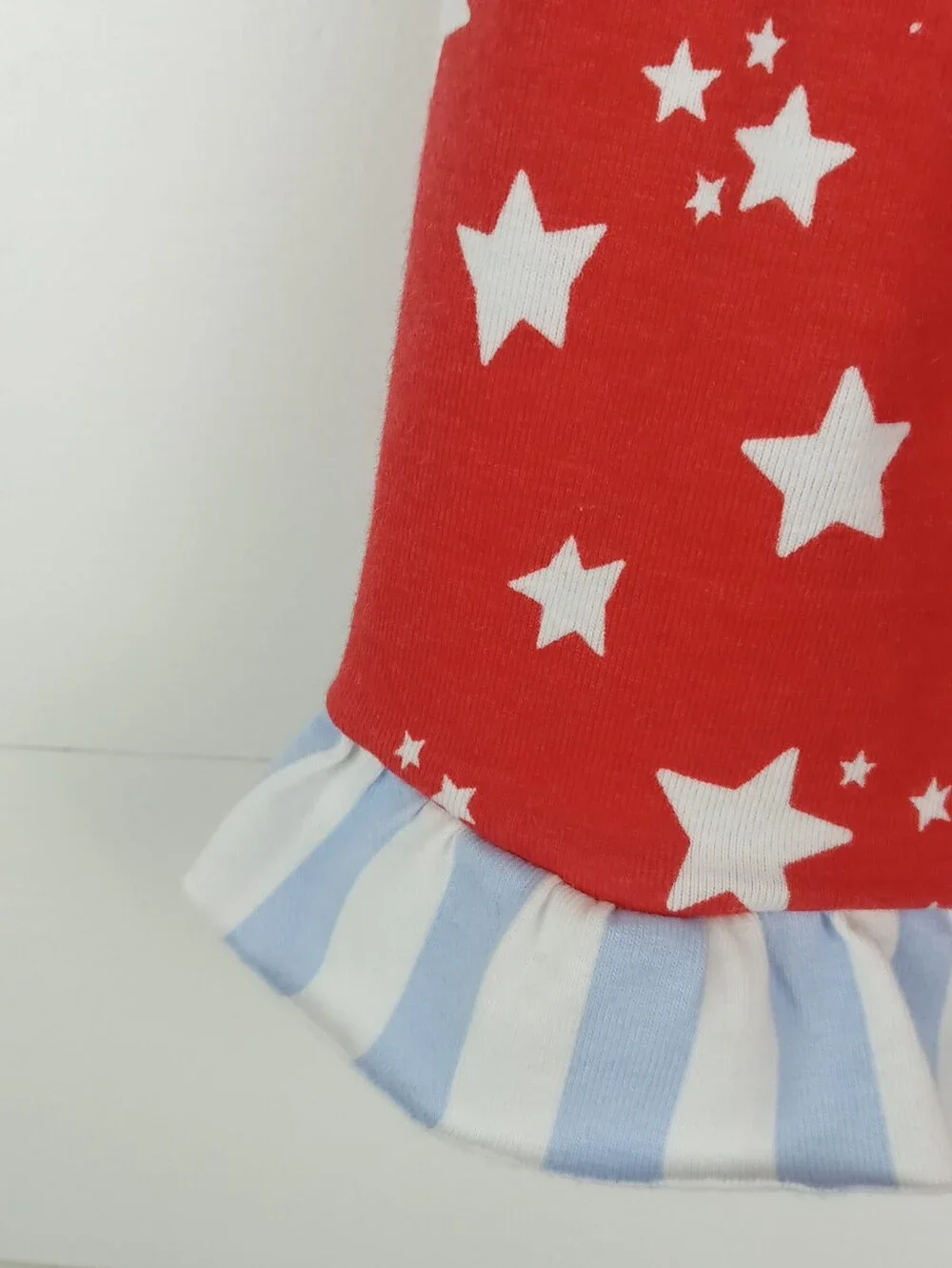Cat & Jack girls size 6-9 mos light blue red star outfit ruffle stripe fabric